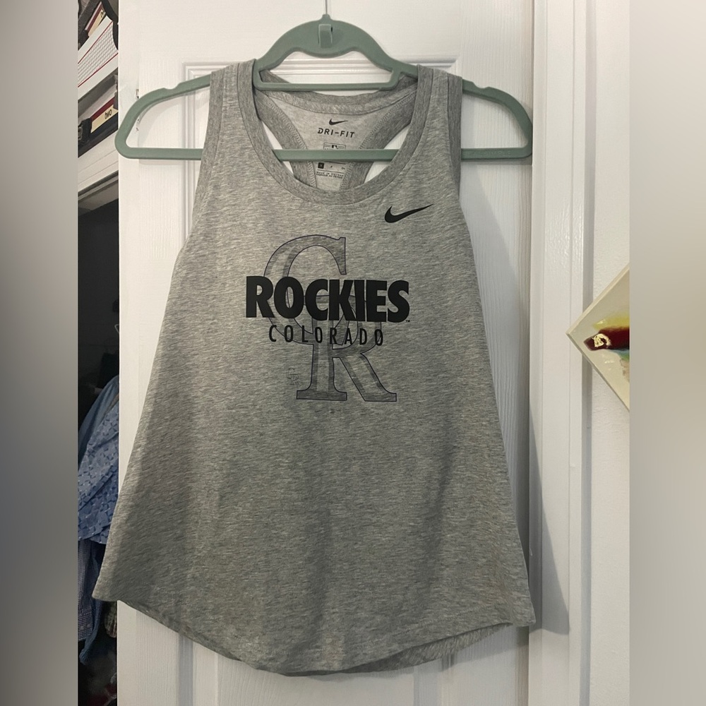Women's Small Grey Nike Rockies Graphic Logo Tank